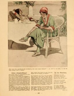 Simplicissimus 1913 by Wennerberg park scene on linen original