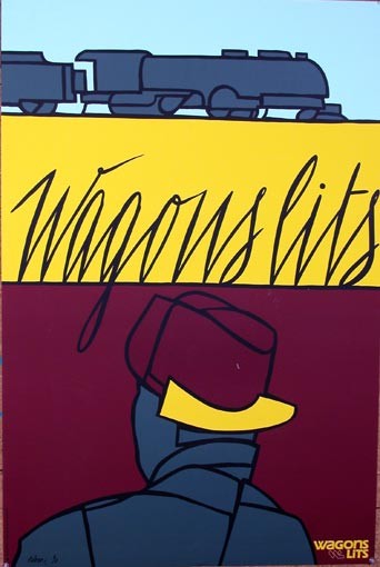 Wagon Lits Swiss by Valerio Adami 1980c original serigraphie