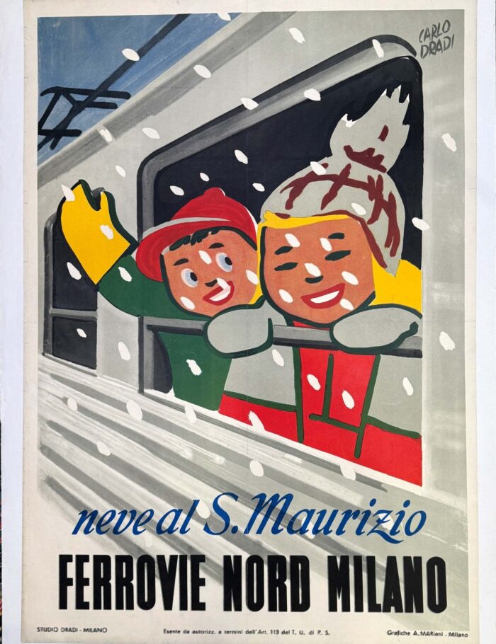 S Maurizio Ferrovie Nord Milano by Carlo Dradi ski destination poster