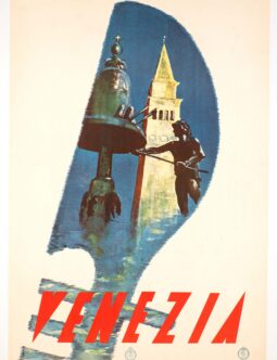 Venezia italian enit poster with Gondola c1950's