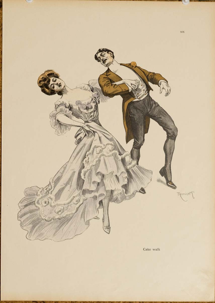 The dance, cake walk 1913 by Kainer on linen original