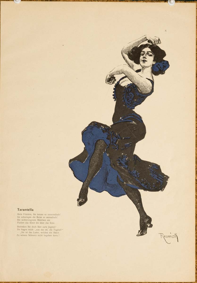 The dance, Tarentella 1913 by Kainer on linen original