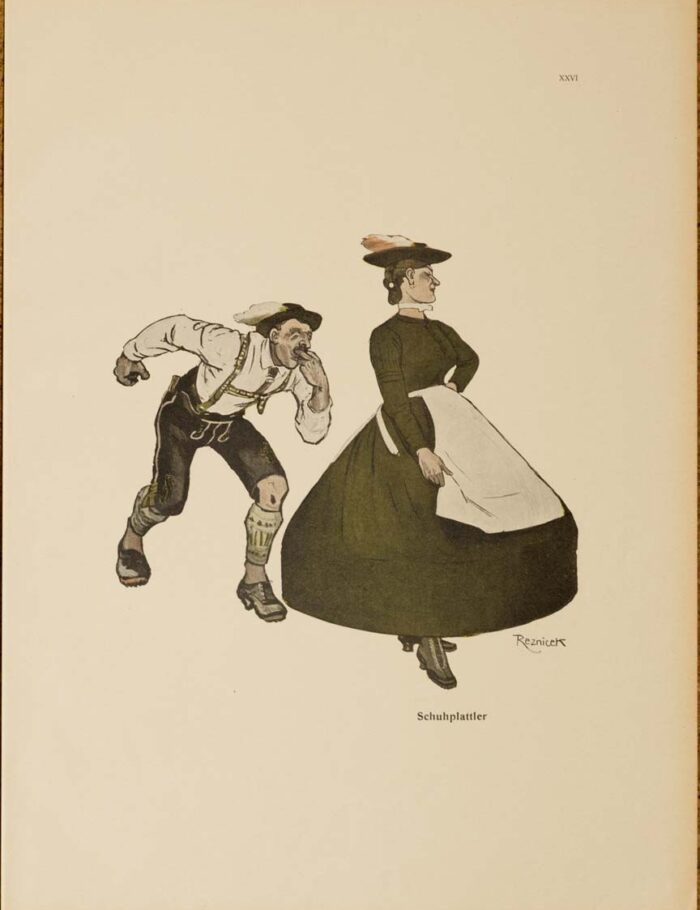 The dance, Schuhplattler 1913 by Kainer on linen original