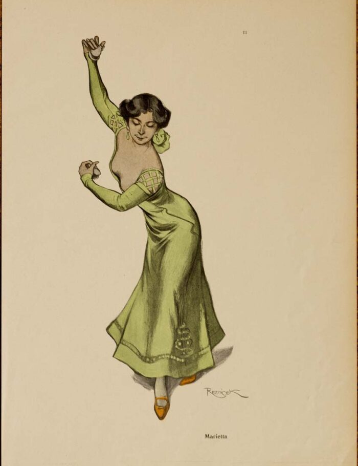 The dance, Marietta 1913 by Kainer on linen original