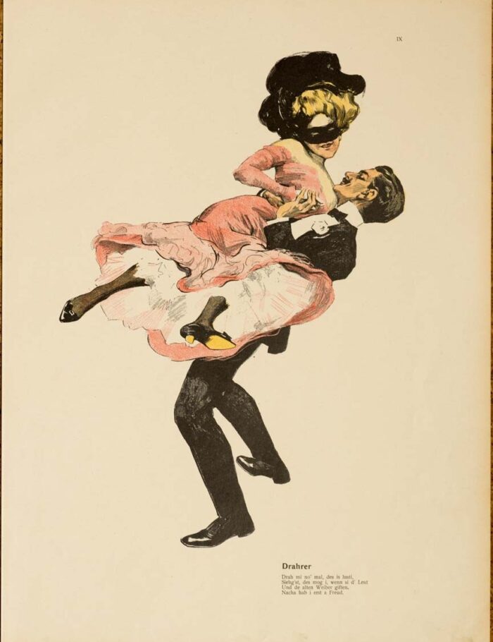 The dance, Drahrer 1913 by Kainer on linen original