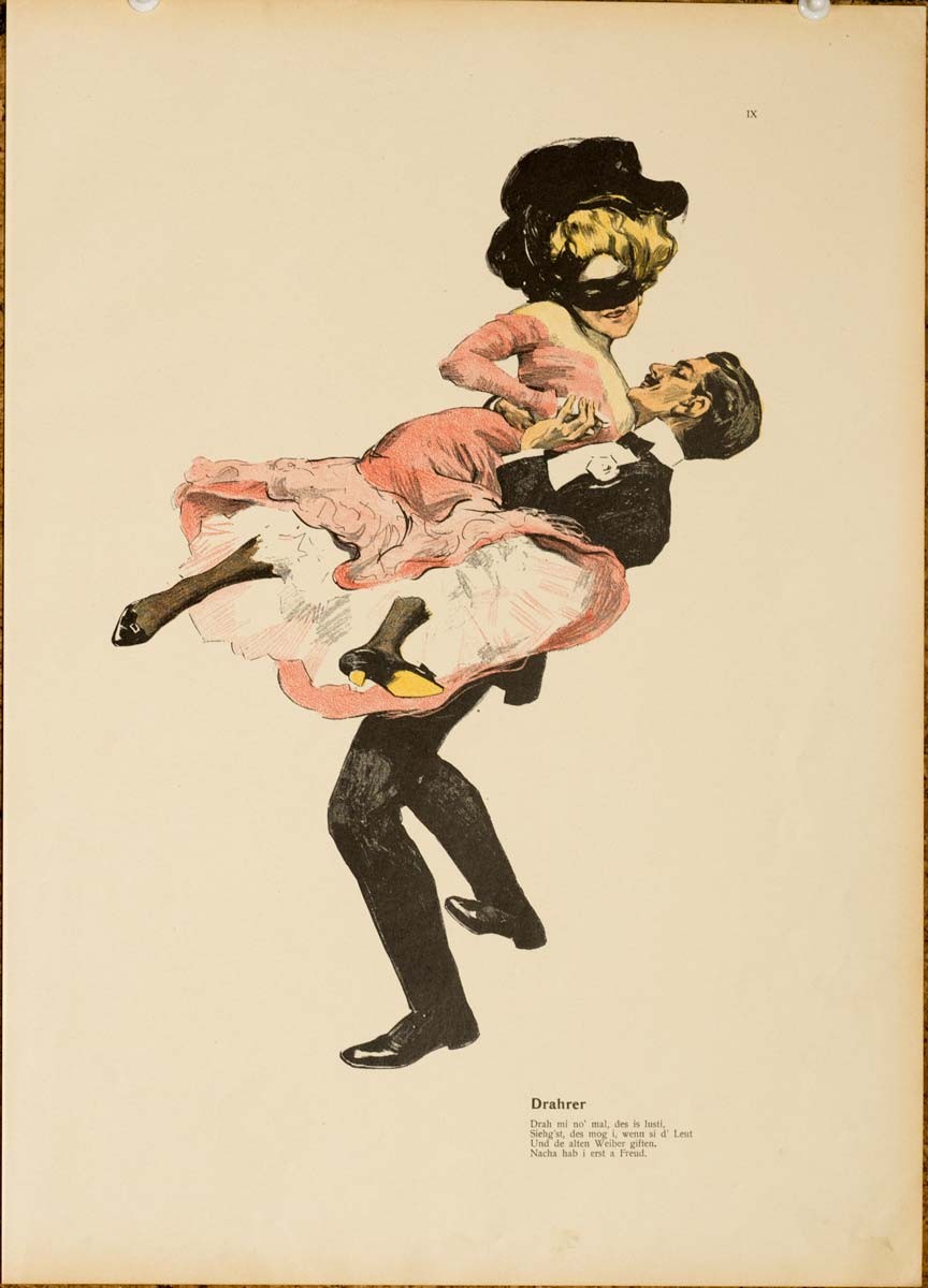 The dance, Drahrer 1913 by Kainer on linen original