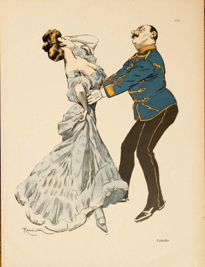 The dance, Csardas 1913 by Kainer on linen original