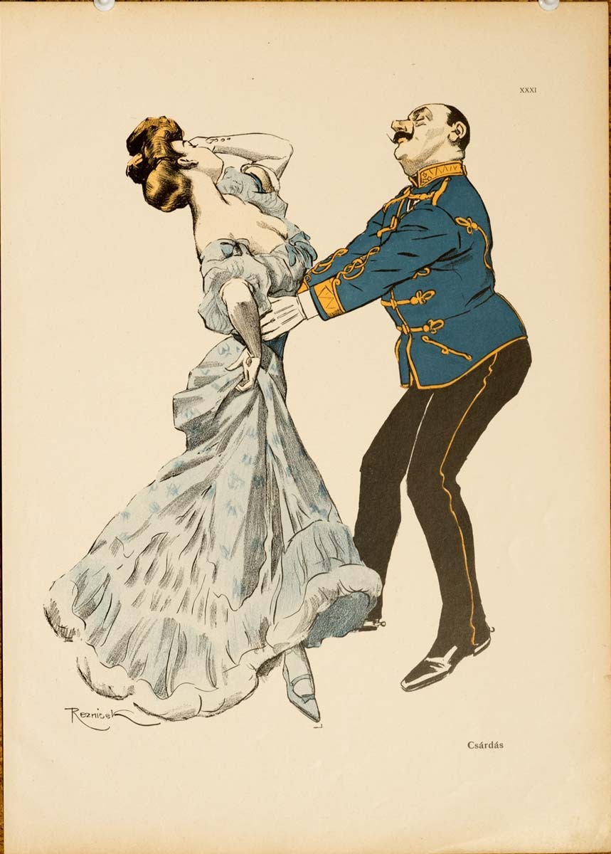 The dance, Csardas 1913 by Kainer on linen original