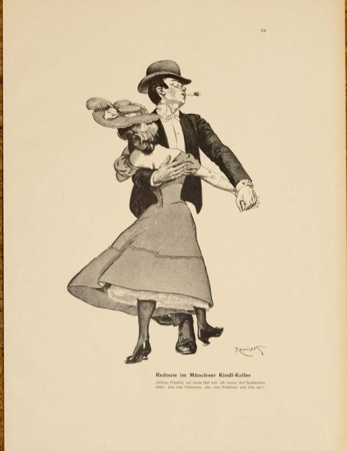 The dance, redoute 1913 by Kainer on linen original