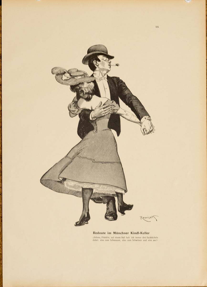 The dance, redoute 1913 by Kainer on linen original