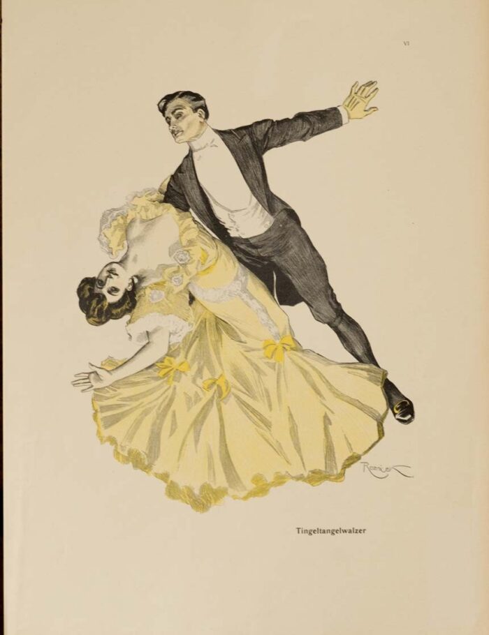 The dance, Tingeltangelwalzer 1913 by Kainer on linen original