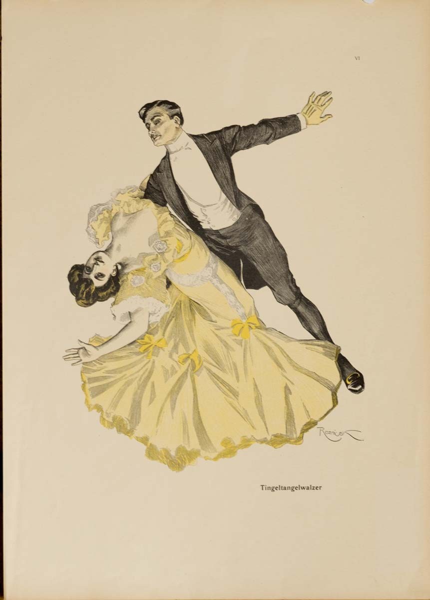 The dance, Tingeltangelwalzer 1913 by Kainer on linen original