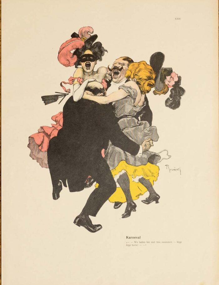 The dance, Karneval 1913 by Kainer on linen original