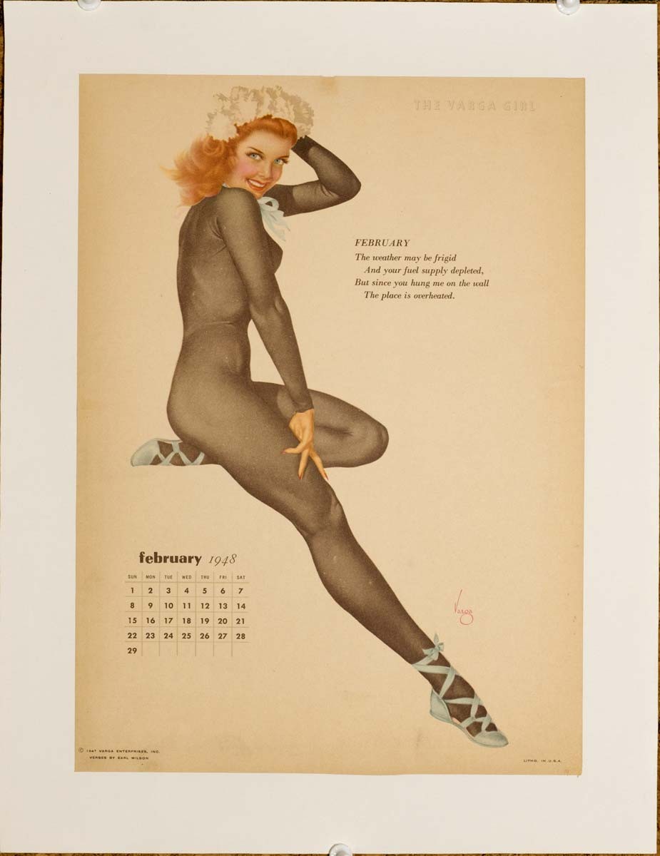 Febuary calendar girl by vargas 1948 on linen original