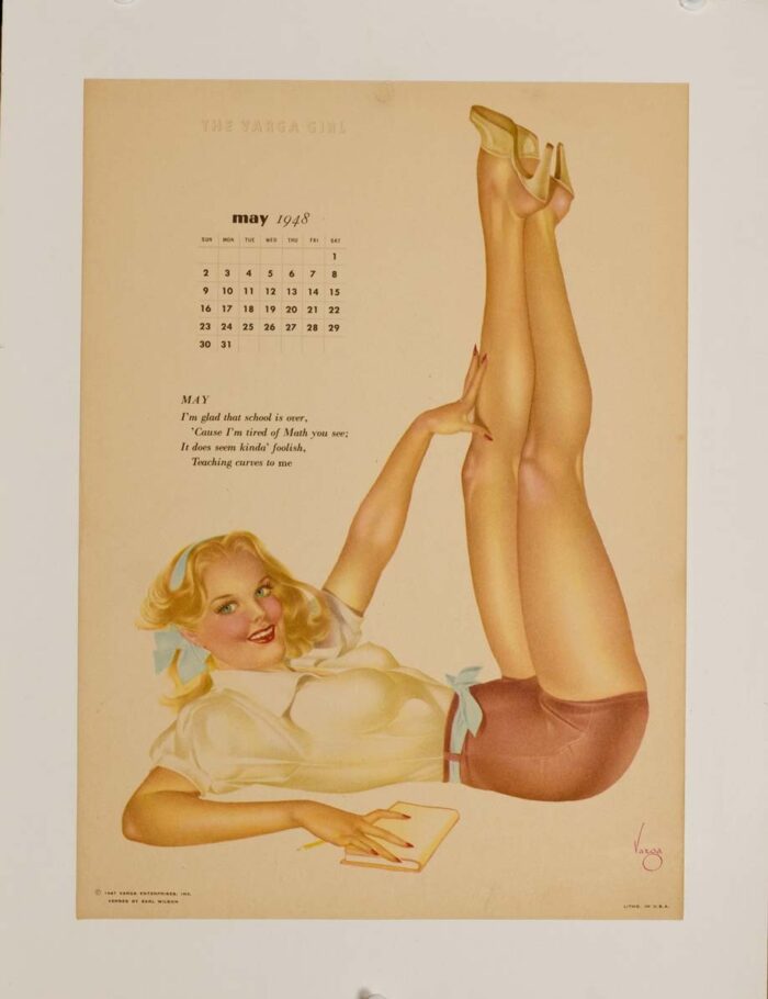 May calendar girl by vargas 1948 on linen original