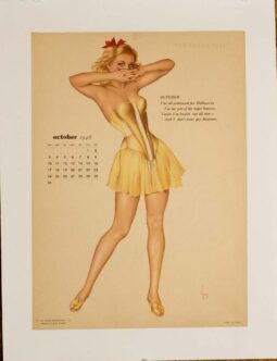 October calendar girl by Alberto Vargas 1948 on linen original