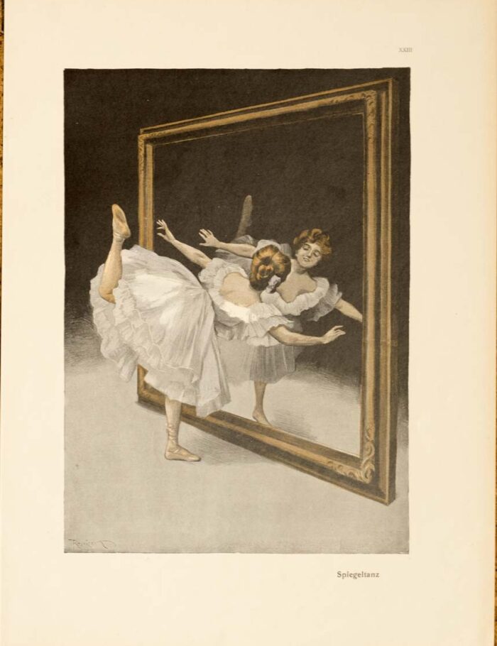 Mirror ballerina 1913 by Kainer on linen original