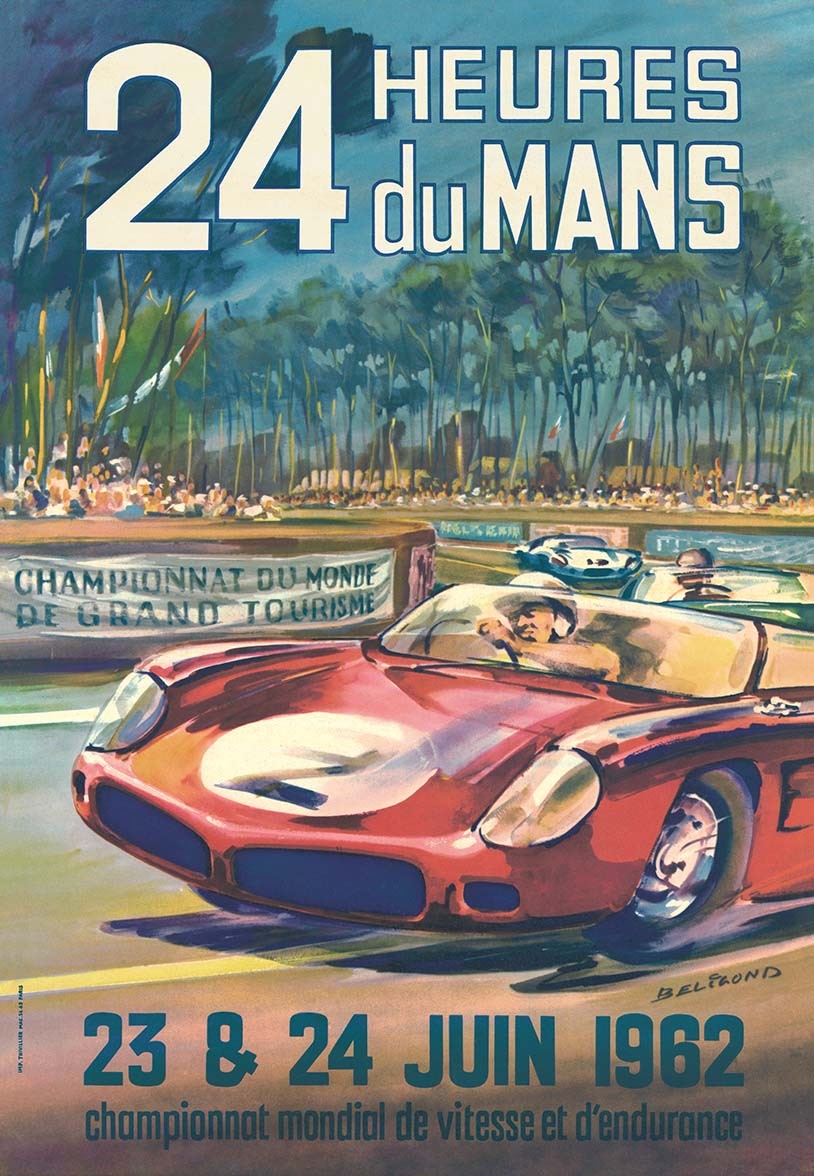 1962 24 hours du Mans (Lemans) by Beligond on linen Original Printing