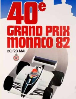 Original 1982 Grand Prix Automobile of Monaco on linen by Grognet
