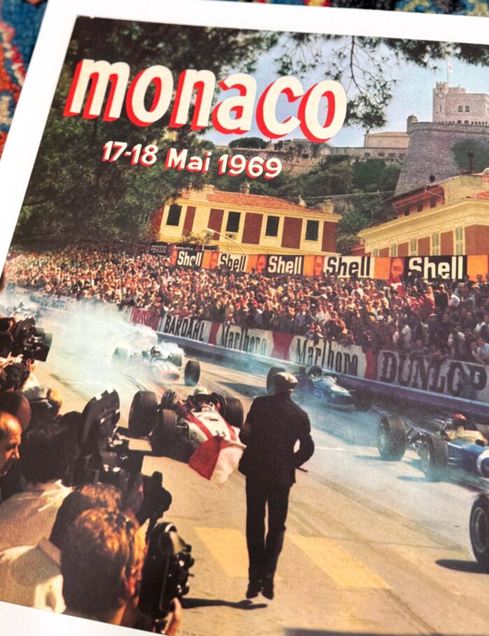 original 1969 27e Grand Prix Automobile of Monaco by Maestri on linen