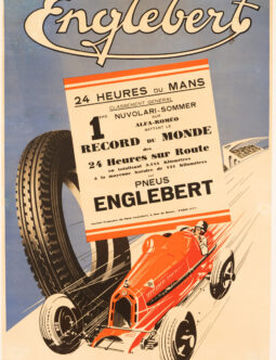 1933 Le Mans Englebert Commemorative Poster Tazio Nuvolari and Raymond Sommer