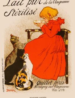 STEINLEN – LAIT PUR STÉRILISÉ – ORIGINAL 1897 CHAIX LITHOGRAPH – LES AFFICHES ILLUSTRÉES
