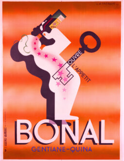 BONAL GENTIANE QUINA — A.M. CASSANDRE — c.1933 - Rarer Pink Version